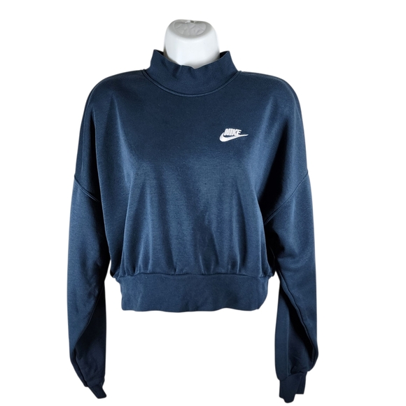NIKE MOCK NECK LONG SLEEVE CROPPED SWEATSHIRT - Picture 1 of 8